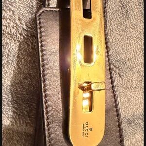 Gucci Black Leather Belt with Gold Clasp